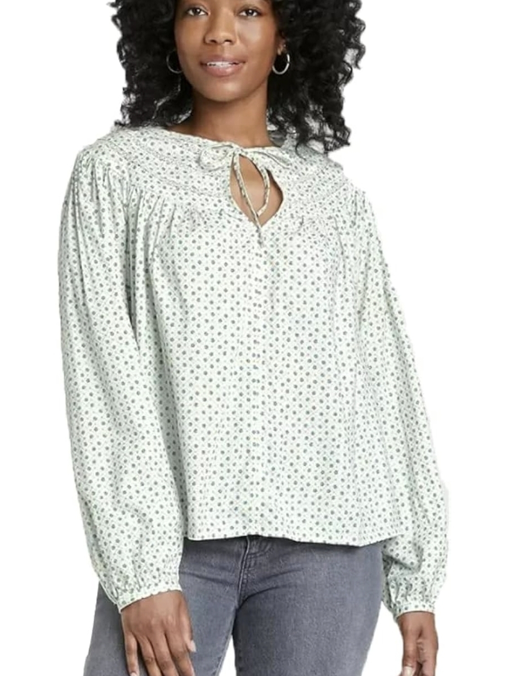 Universal Thread Women's Balloon Long Sleeve Tie-Front Blouse EUC